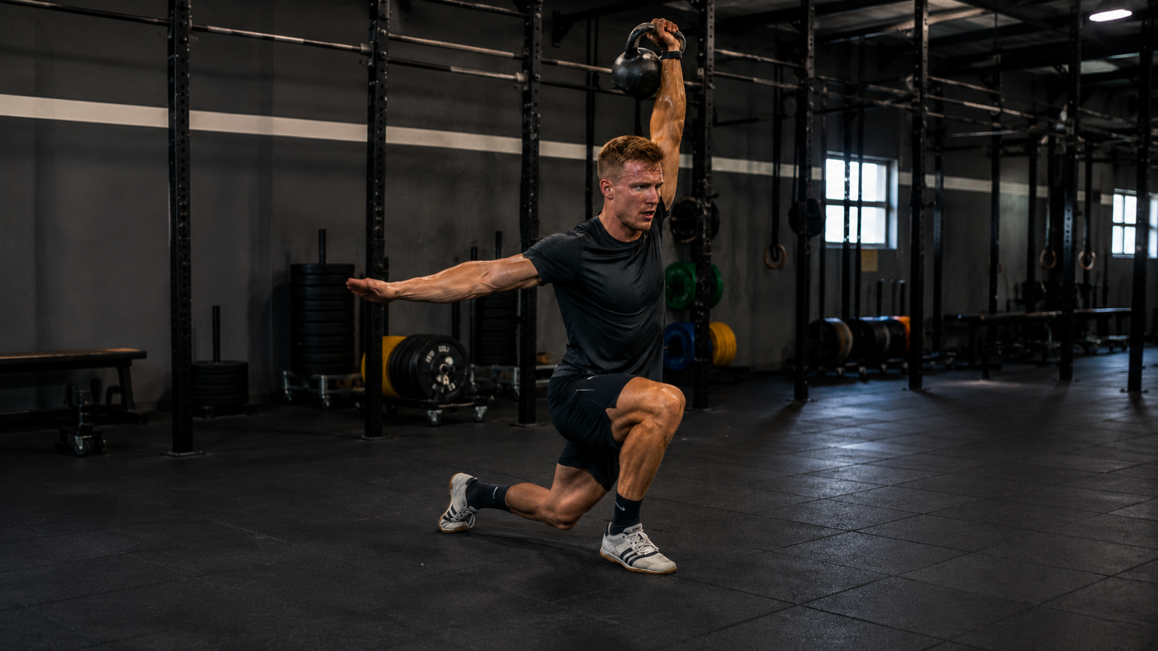 A guy training Hyrox, lifting weights